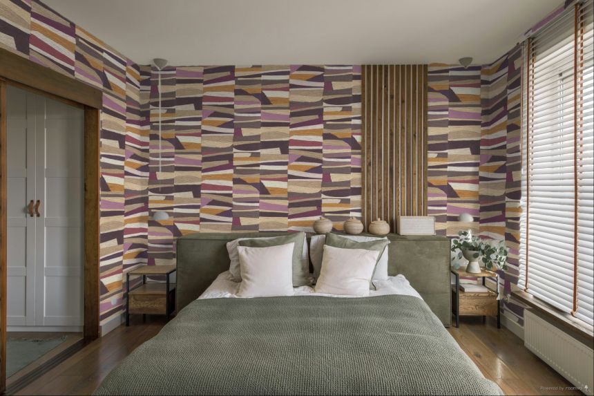 Vliesová tapeta na zeď, růžovo-béžová,  imitace rohože, 340573, Groovy, Eijffinger