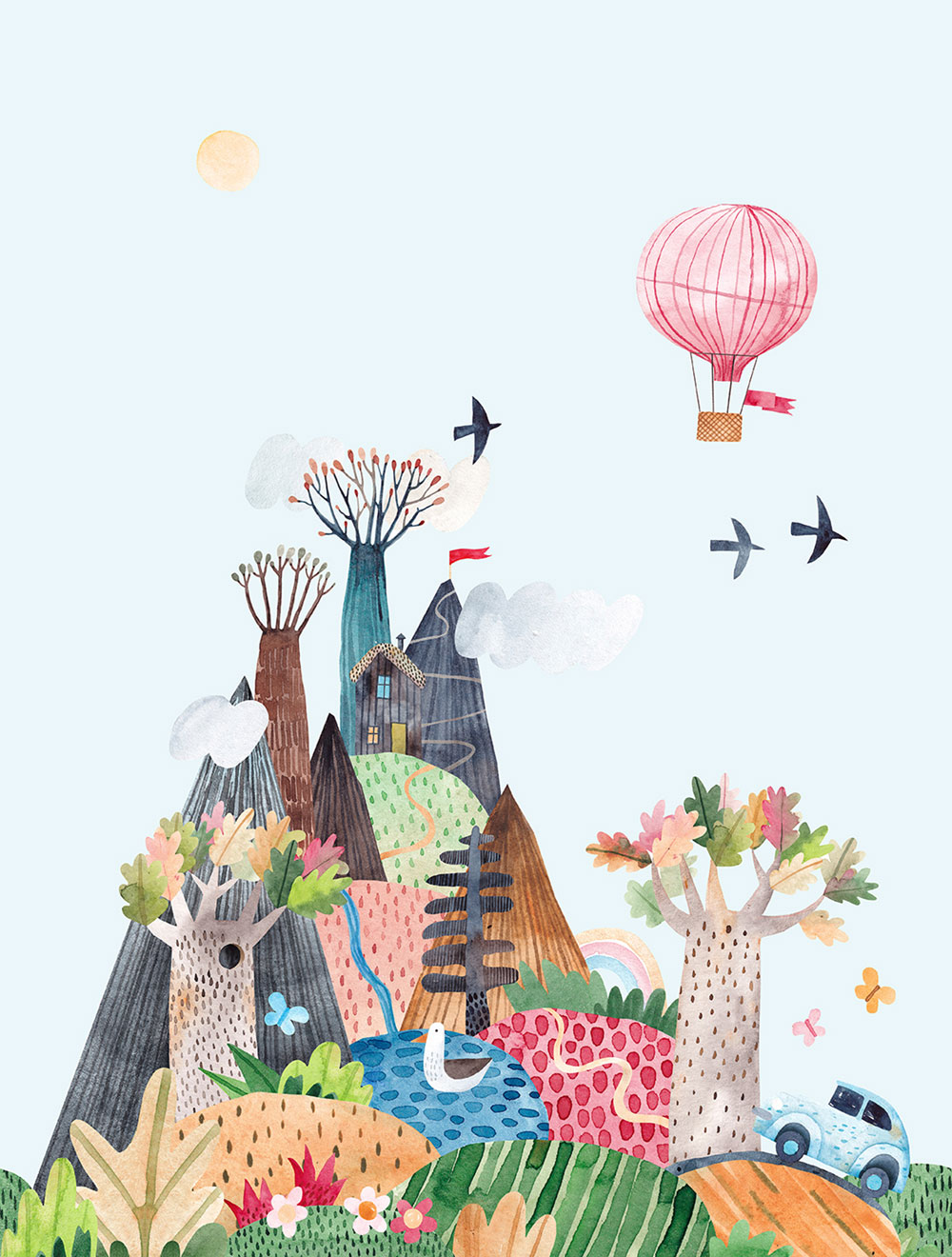 Dětská vliesová obrazová tapeta na zeď, krajina, CW6036-2, Cute Walls, Decoprint