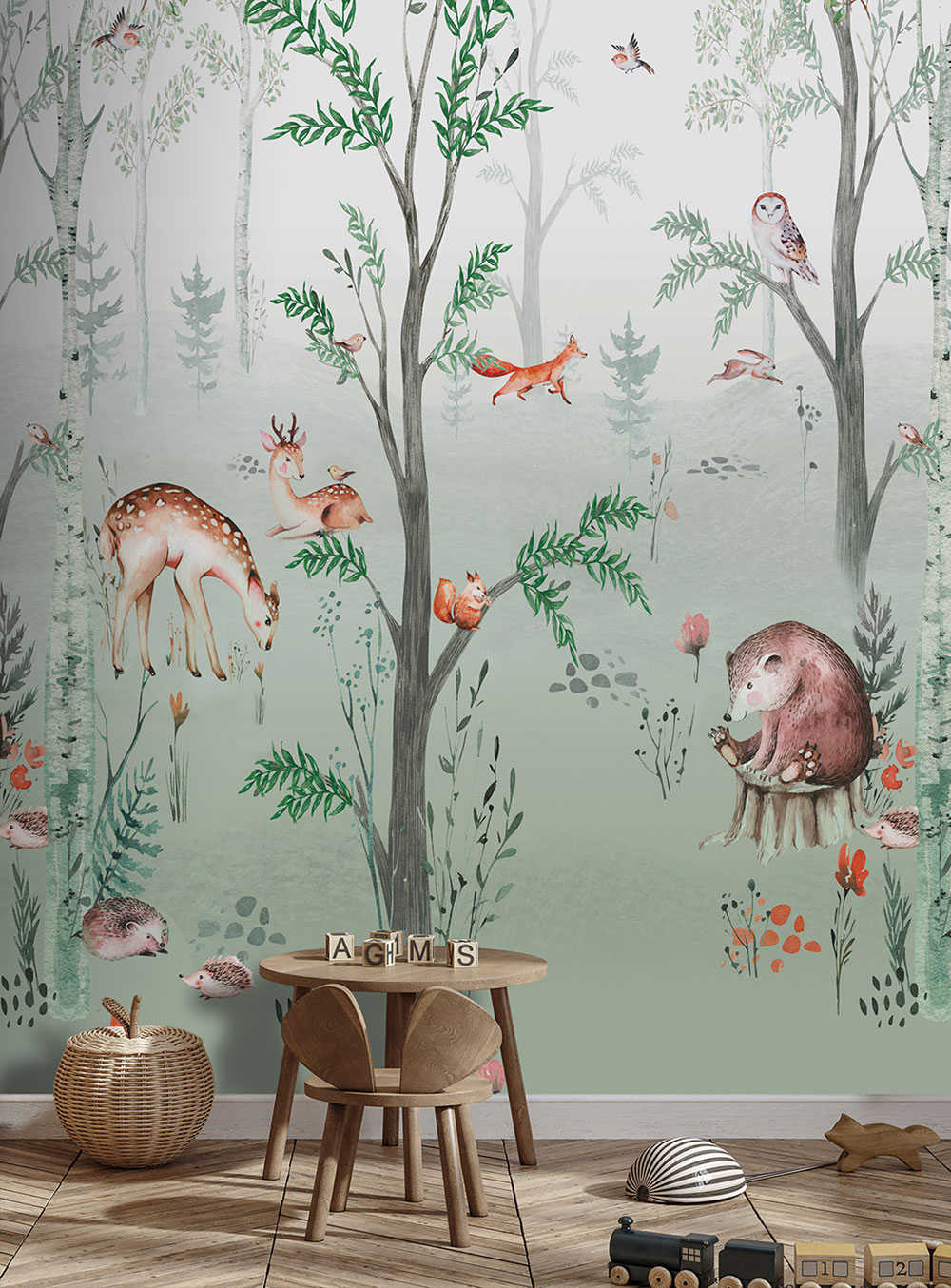 Dětská vliesová obrazová tapeta na zeď, lesní zvířátka, CW6041-1, Cute Walls, Decoprint