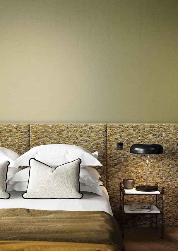 Vliesová tapeta na zeď, hnědo-zelená, imitace látky, FOL901, Rhapsody, The Colour Book II, Masureel