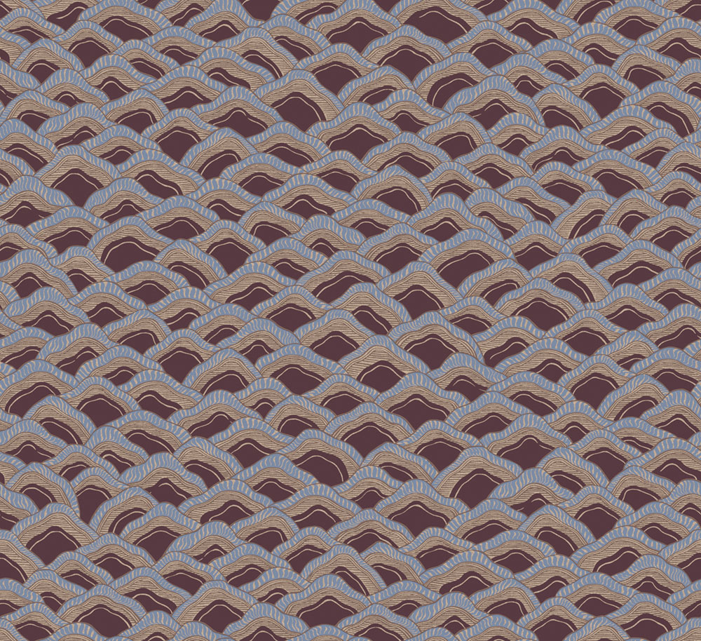 Vliesová tapeta na zeď, vínovo-modrá, krajina, RHA304, Rhapsody, Masureel