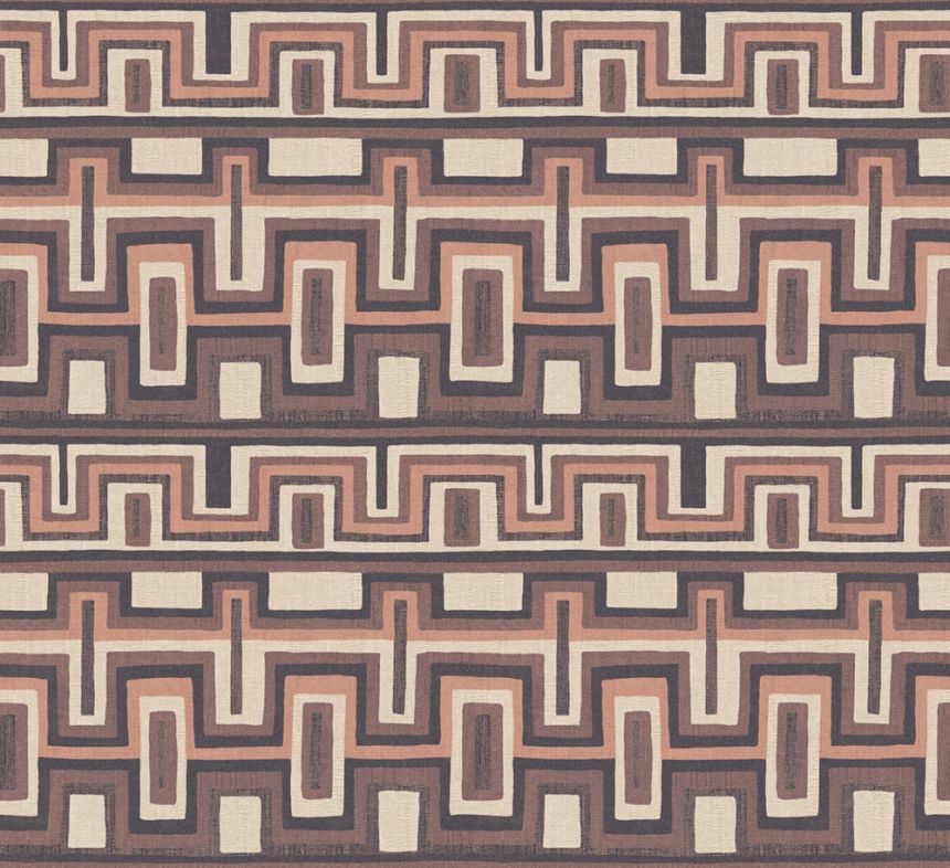 Geometrická vliesová tapeta na zeď, černo-hnědá, etno, AMA004, Amani, Masureel