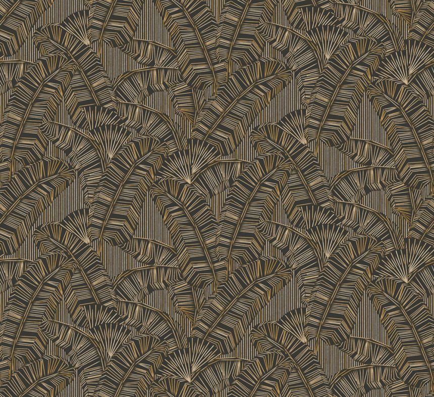 Vliesová tapeta na zeď, černá, listy, AMA402, Amani, Masureel