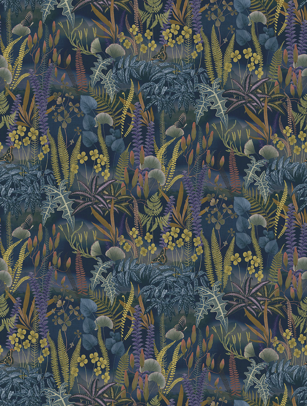 Vliesová obrazová tapeta na zeď, modrá, listy, FW4005-4, Feature Walls, Decoprint