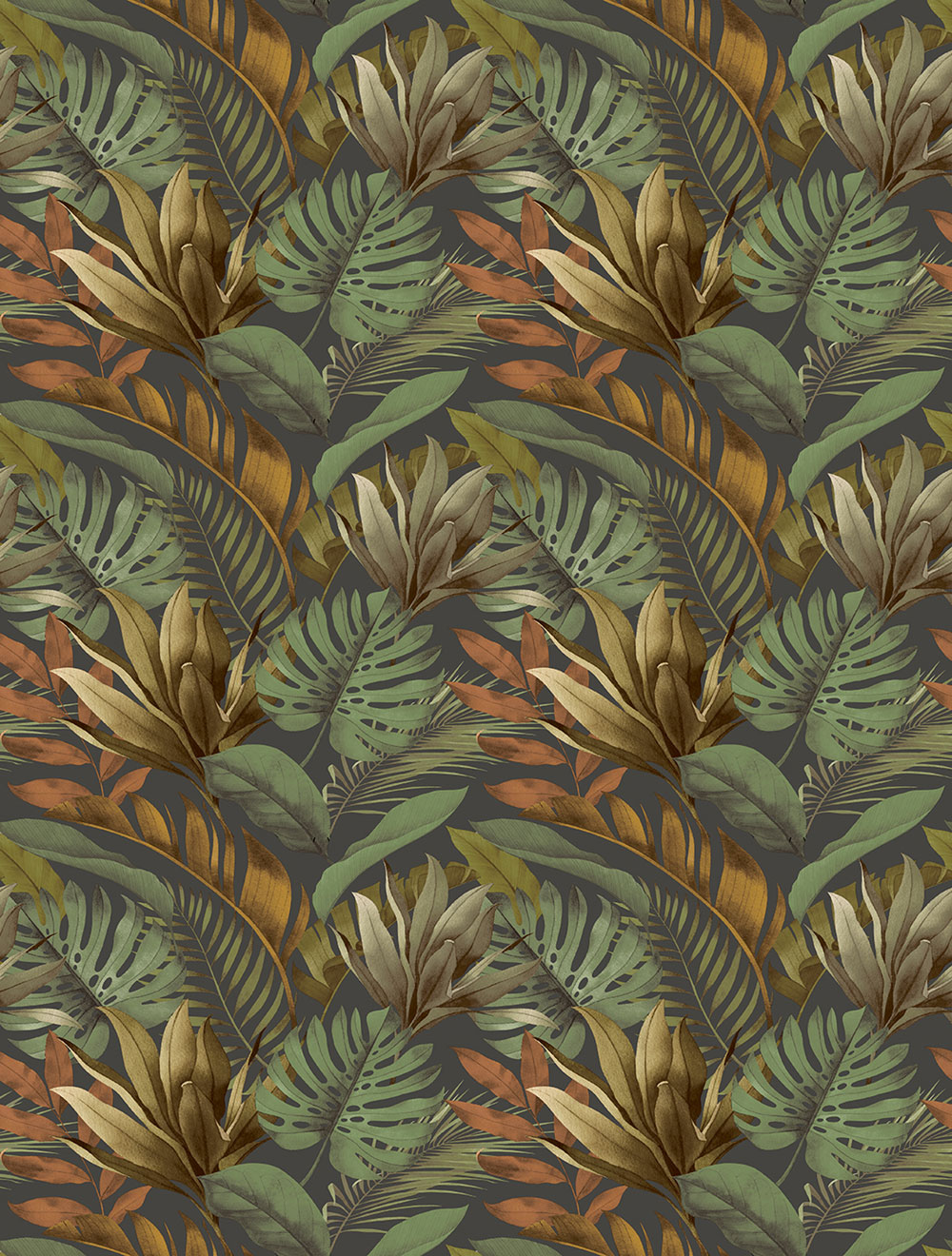 Vliesová obrazová tapeta na zeď, zeleno-hnědá, listy, FW4059-2, Feature Walls, Decoprint