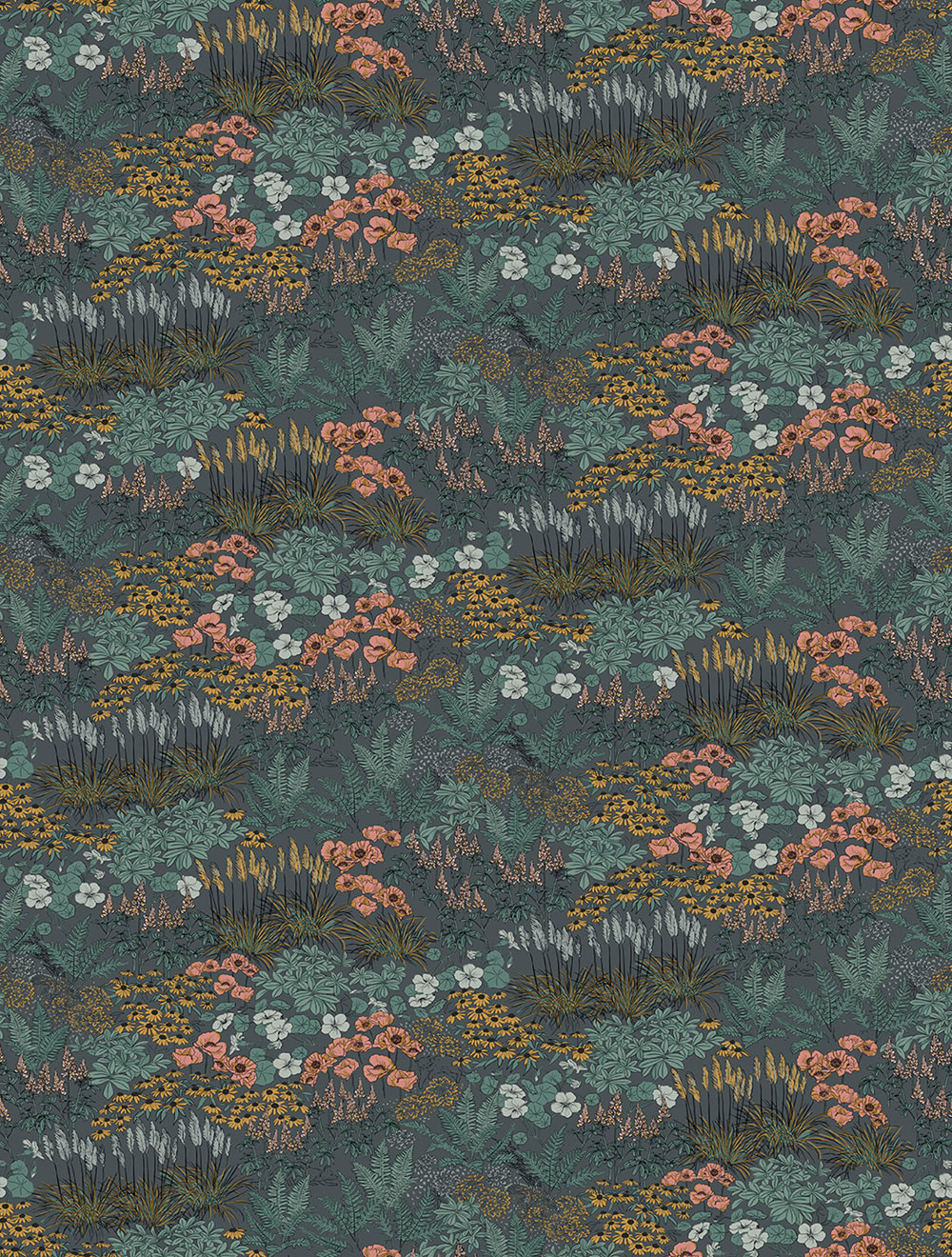 Vliesová obrazová tapeta na zeď, modrá, květiny, FW4062-4, Feature Walls, Decoprint