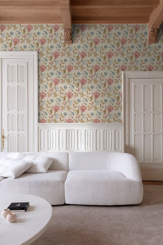 Vliesová tapeta na zeď, béžová, květiny, IC3116, Finest Selection, Vavex