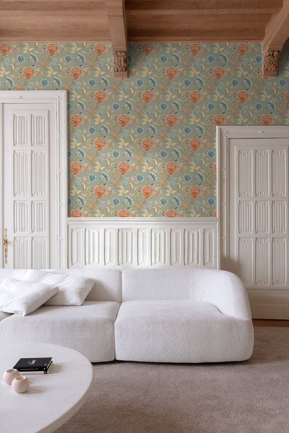 Vliesová tapeta na zeď, šedo-zelená, květiny, IC3103, Finest Selection, Vavex