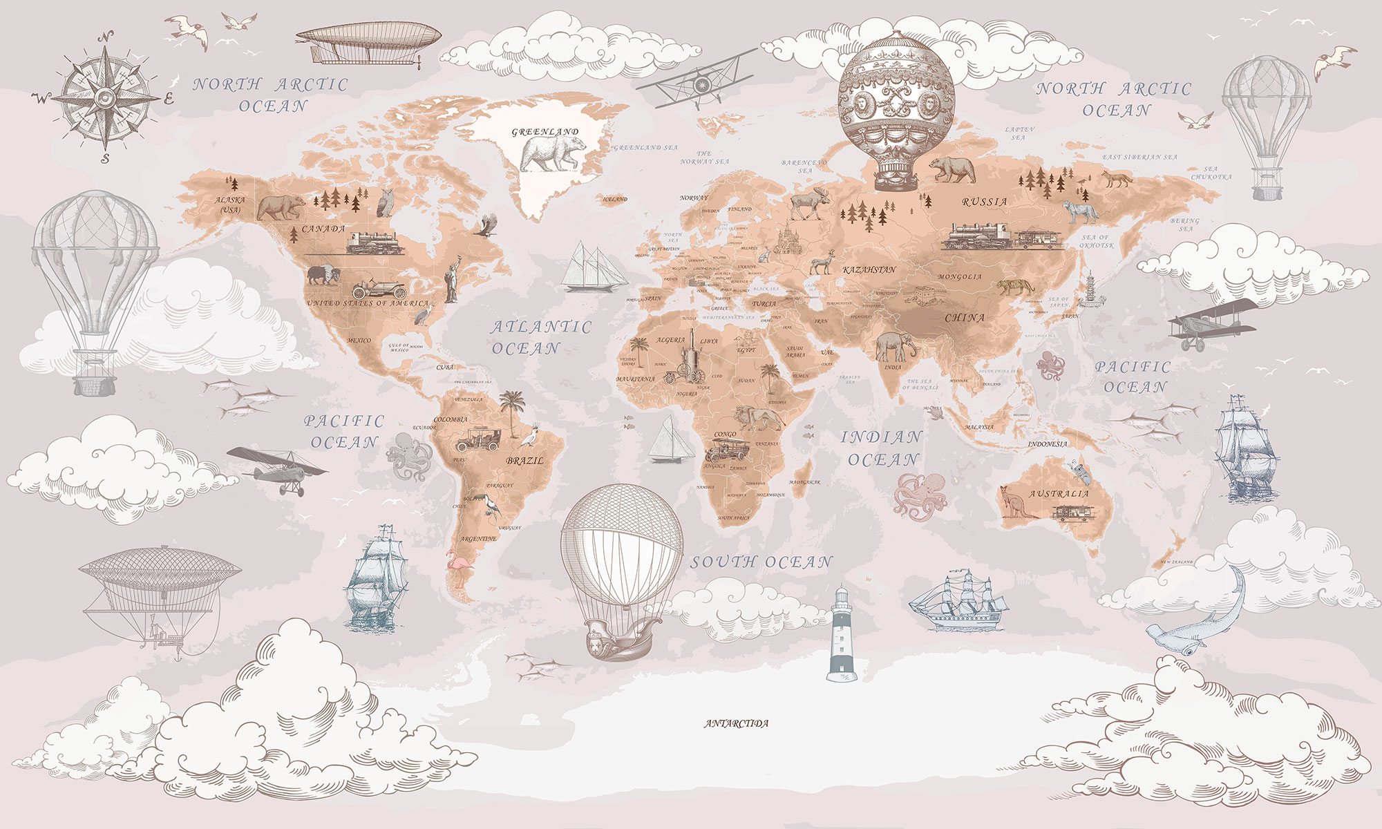 Fototapety na míru, Mapa Světa, 10038, Vavex