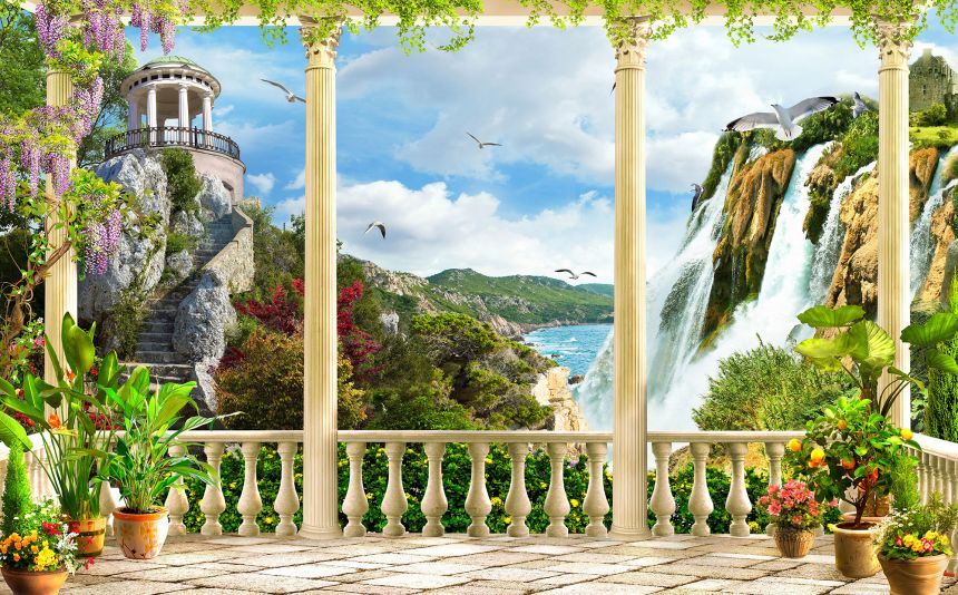 Fototapety na míru, Terasa, výhled na krajinu, moře, 10102, Vavex