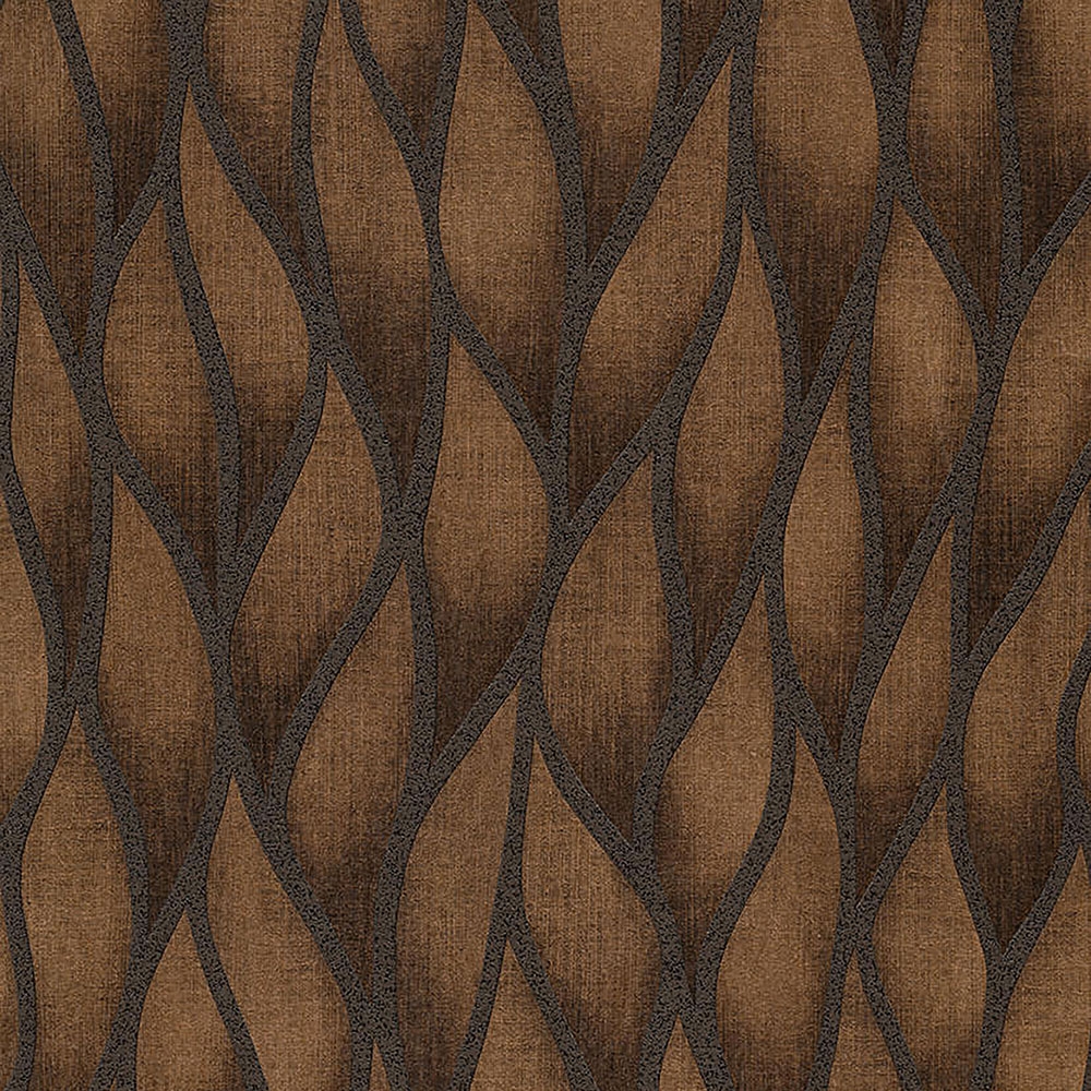 Vliesová tapeta na zeď, bronzová, Vlnky, listy, GT3103, Vavex 2022