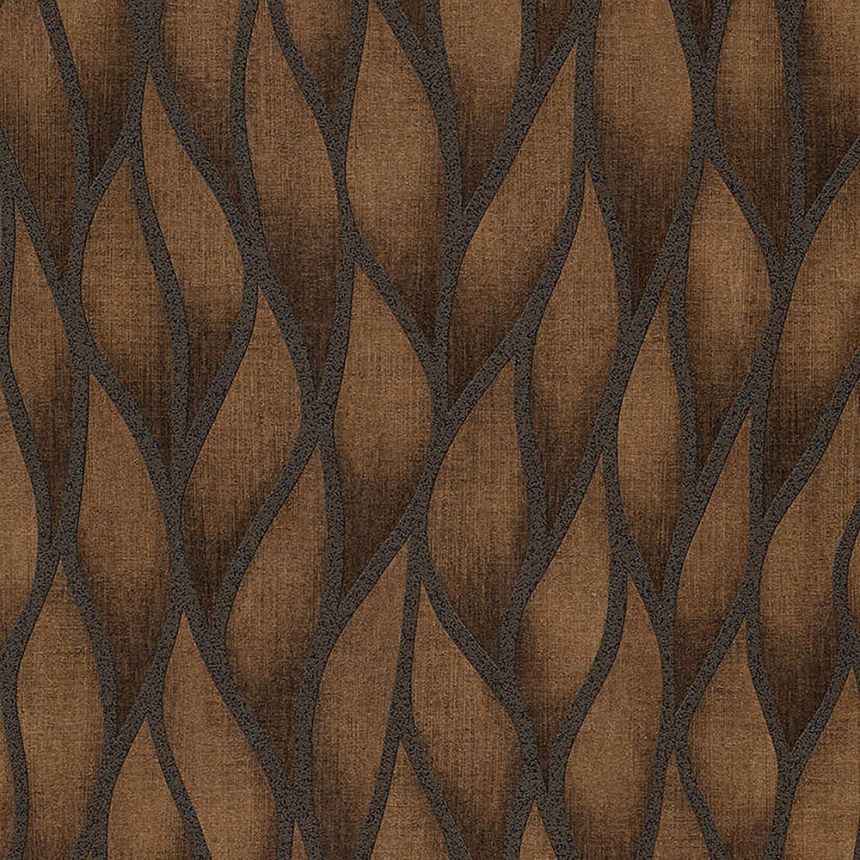 Vliesová tapeta na zeď, bronzová, Vlnky, listy, GT3103, Vavex 2022