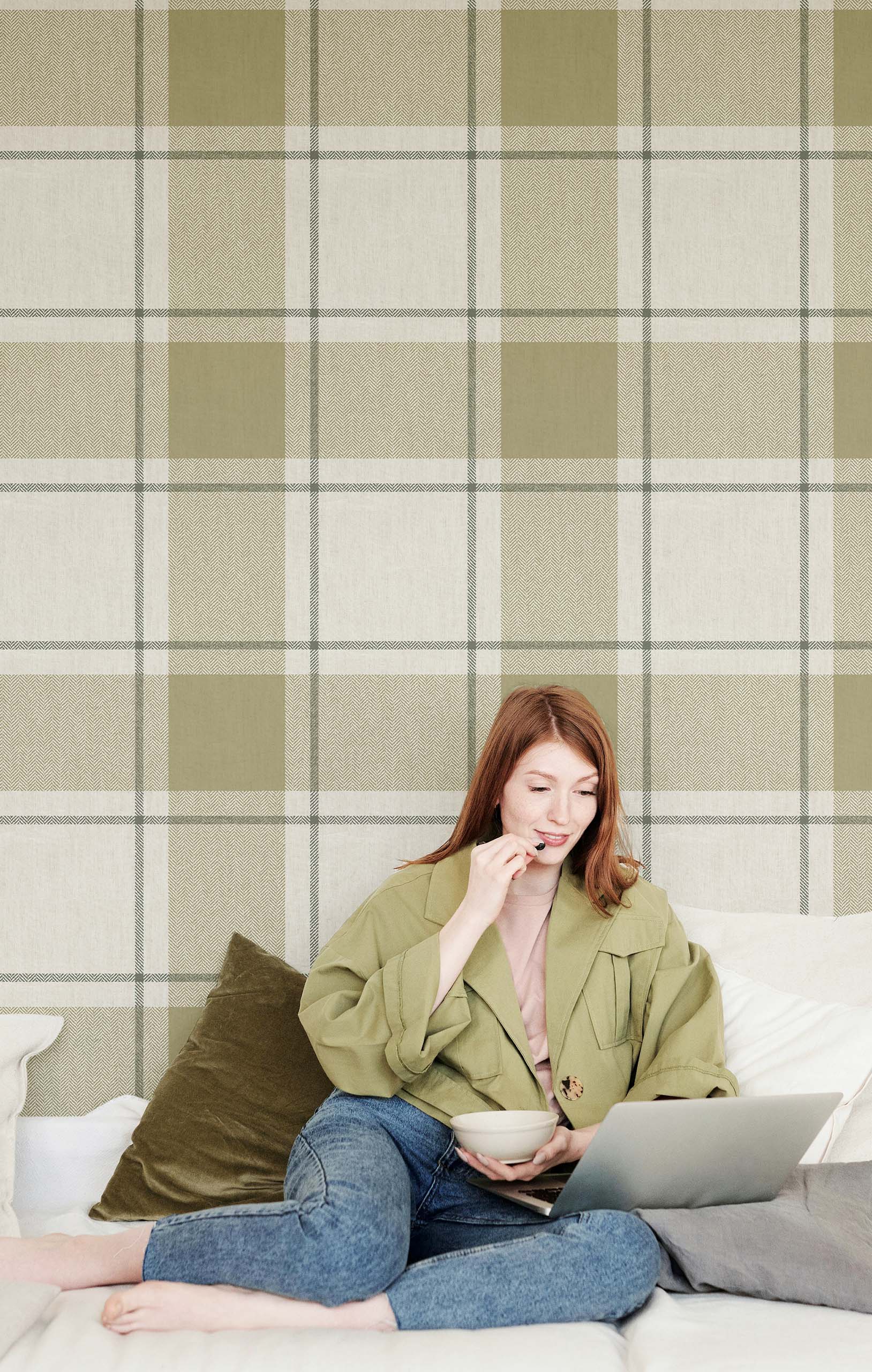 Vliesová tapeta na zeď, zeleno-béžová, imitace látky, 38405, Top Stripes, Parato by Cristiana Masi