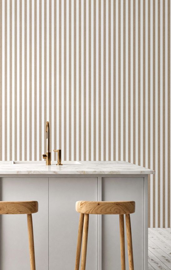 Vliesová tapeta na zeď, hnědá, imitace látky, pruhy, 38437, Top Stripes, Parato by Cristiana Masi