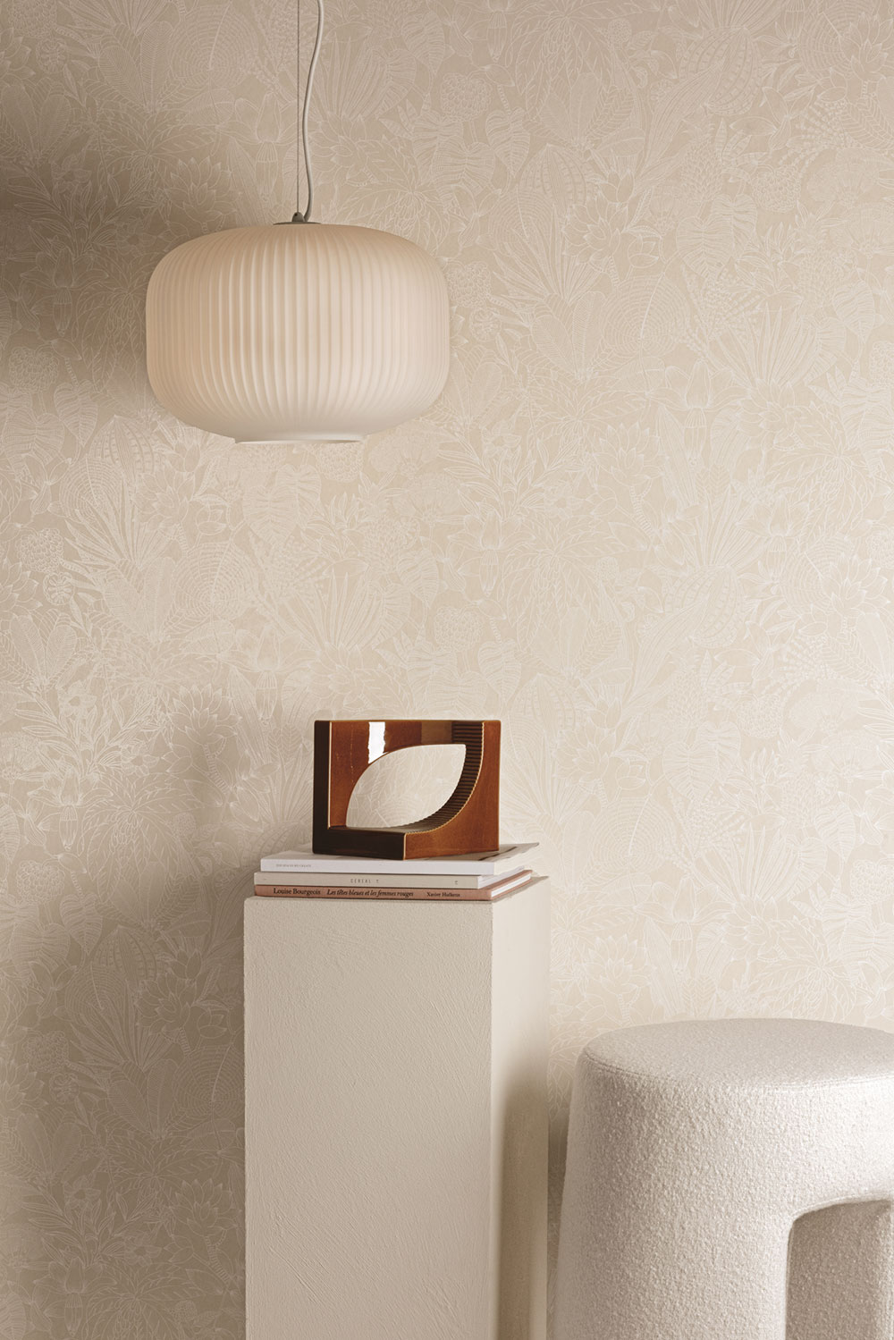Vliesová tapeta na zeď, béžová, listy, ROM101, Romance, Masureel
