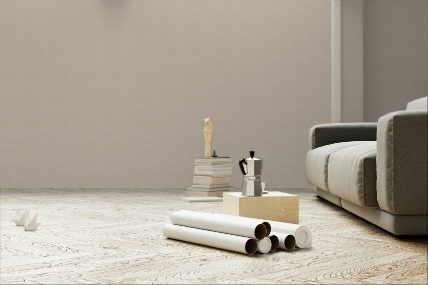 Vliesová tapeta na zeď, hnědo-béžová, imitace látky, ZON004, Amazone, The Colour Book II, Serica, Traces, Masureel