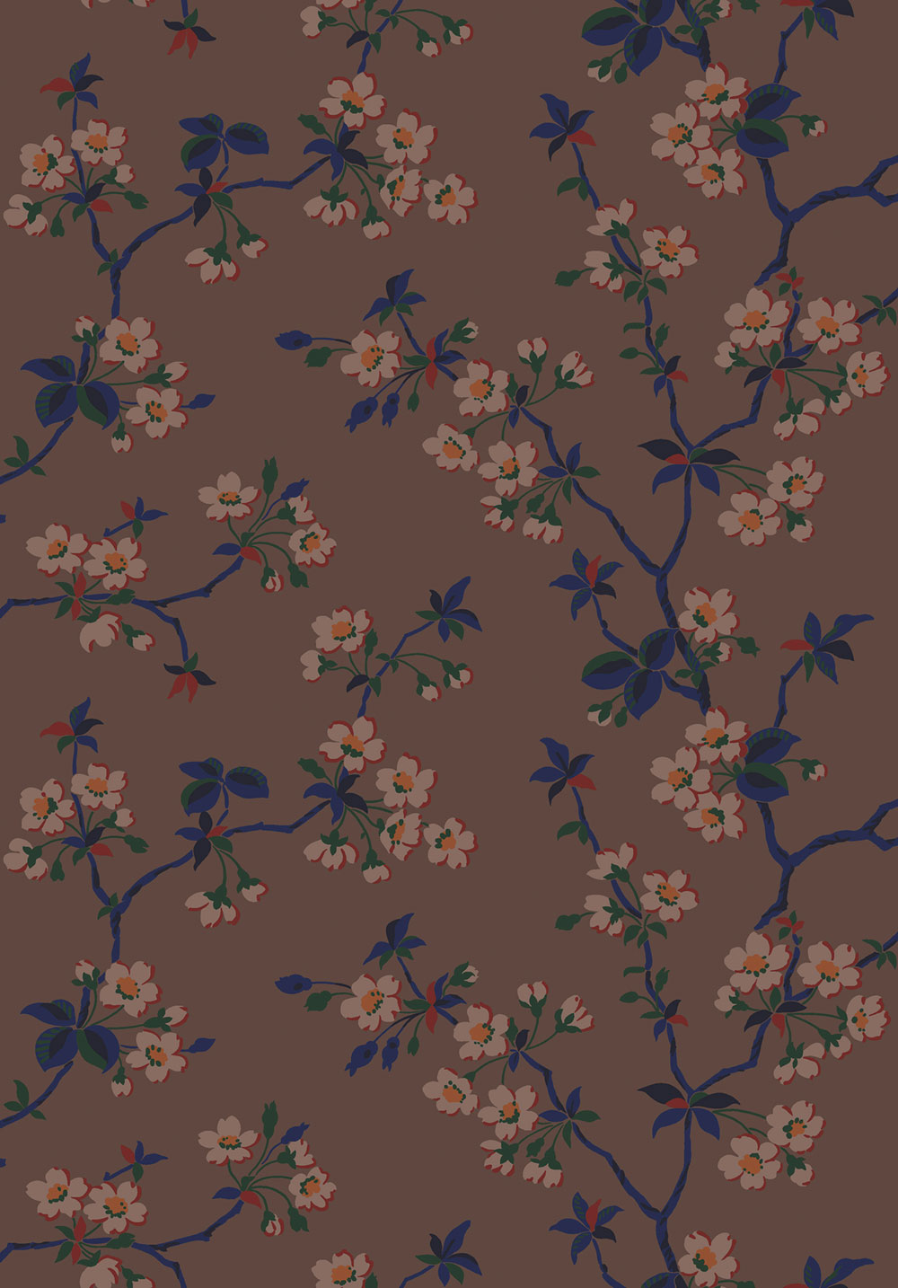 Vliesová tapeta na zeď, hnědá, větvičky, květiny, 4174, Alla Tiders Hus, Borastapeter