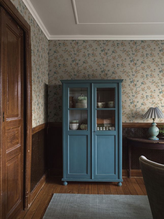 Vliesová tapeta na zeď, béžová, větvičky, květiny, 4176, Alla Tiders Hus, Borastapeter