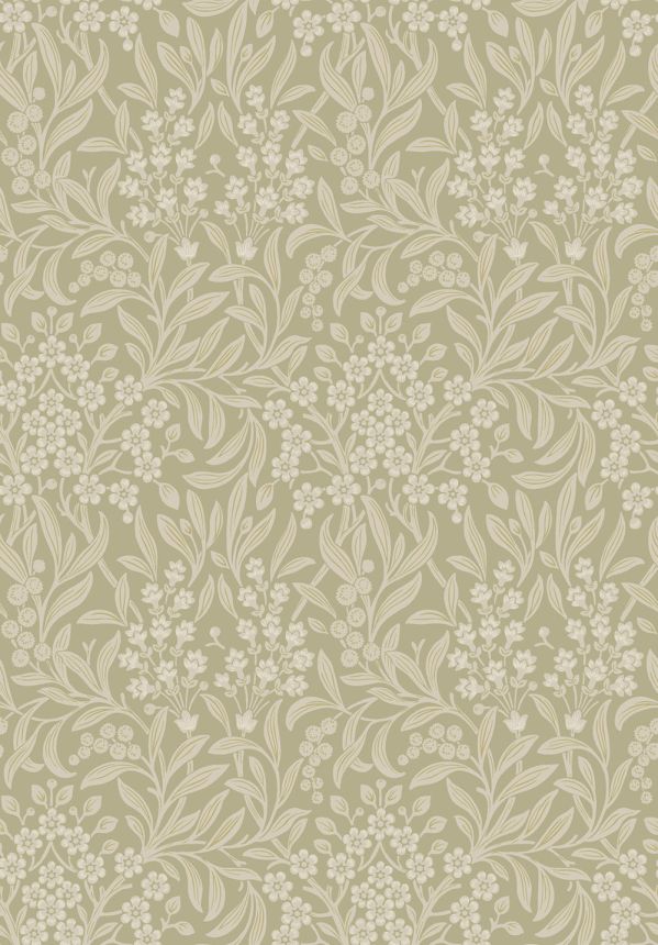 Vliesová tapeta na zeď, zelená, květiny, listy, 4184, Alla Tiders Hus, Borastapeter