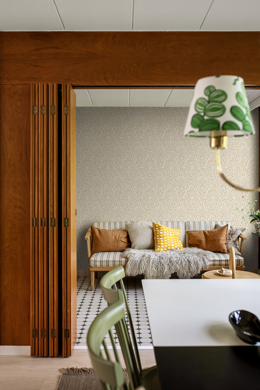 Vliesová tapeta na zeď, krémová, květiny, listy, 4185, Alla Tiders Hus, Borastapeter