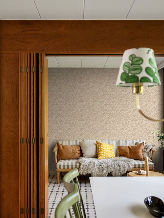 Vliesová tapeta na zeď, béžovo-růžová, květiny, listy, 4186, Alla Tiders Hus, Borastapeter