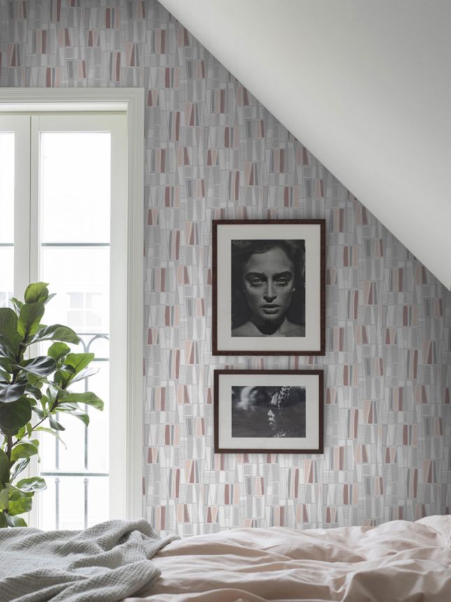 Geometrická vliesová tapeta na zeď, růžová, 5471, Alla Tiders Hus, Borastapeter