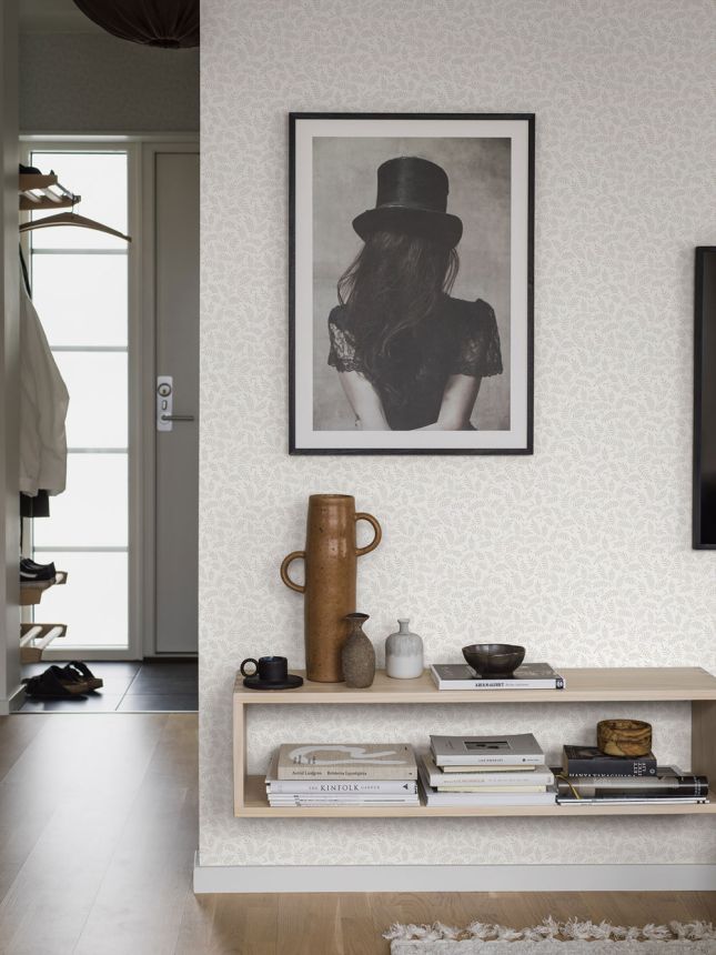 Vliesová tapeta na zeď, bílo-šedá, listy, 38732, Borosan Hem, Borastapeter