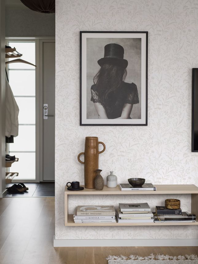 Vliesová tapeta na zeď, bílá, květiny, listy, 38746, Borosan Hem, Borastapeter