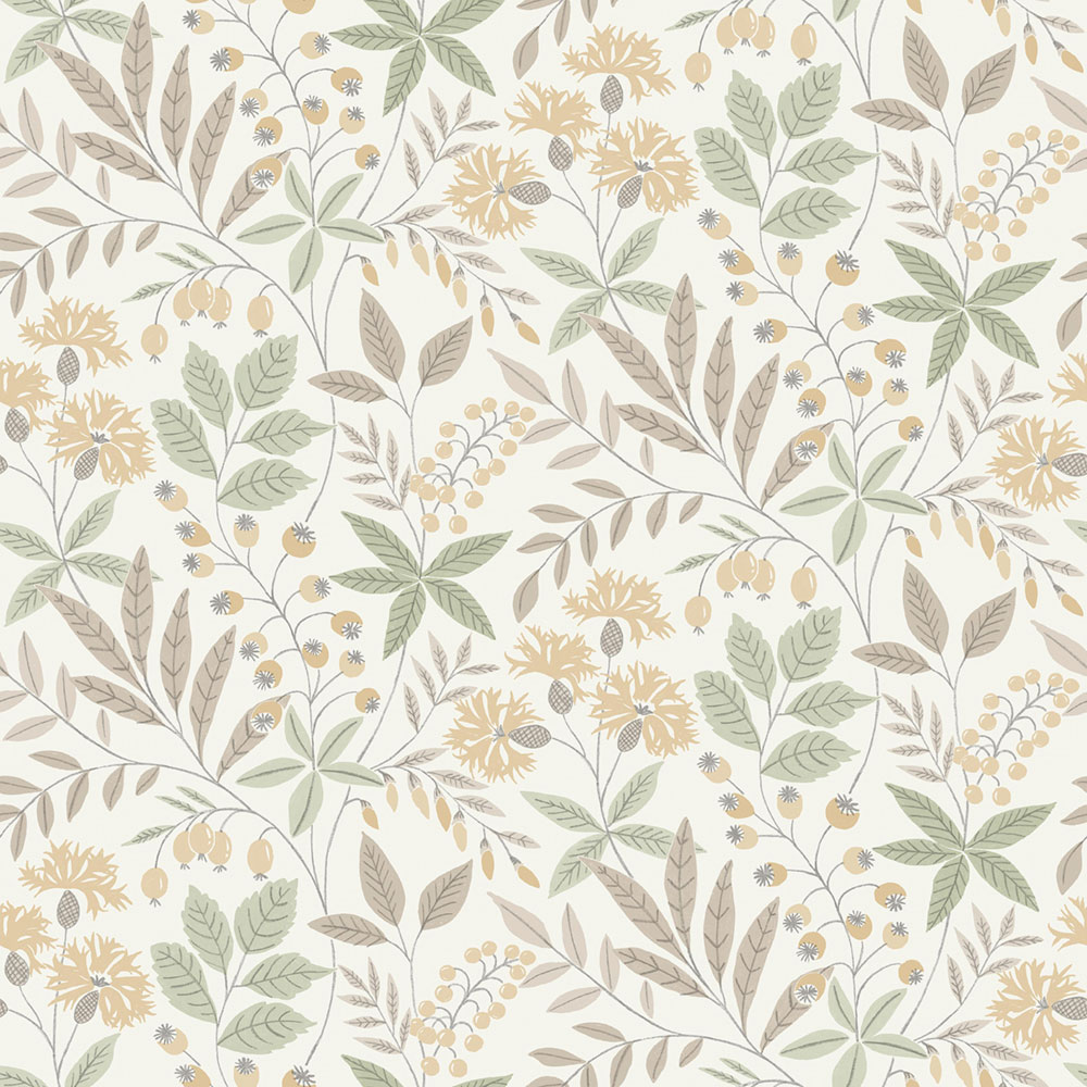 Vliesová tapeta na zeď, béžovo-zelená, květiny, listy, 38752, Borosan Hem, Borastapeter