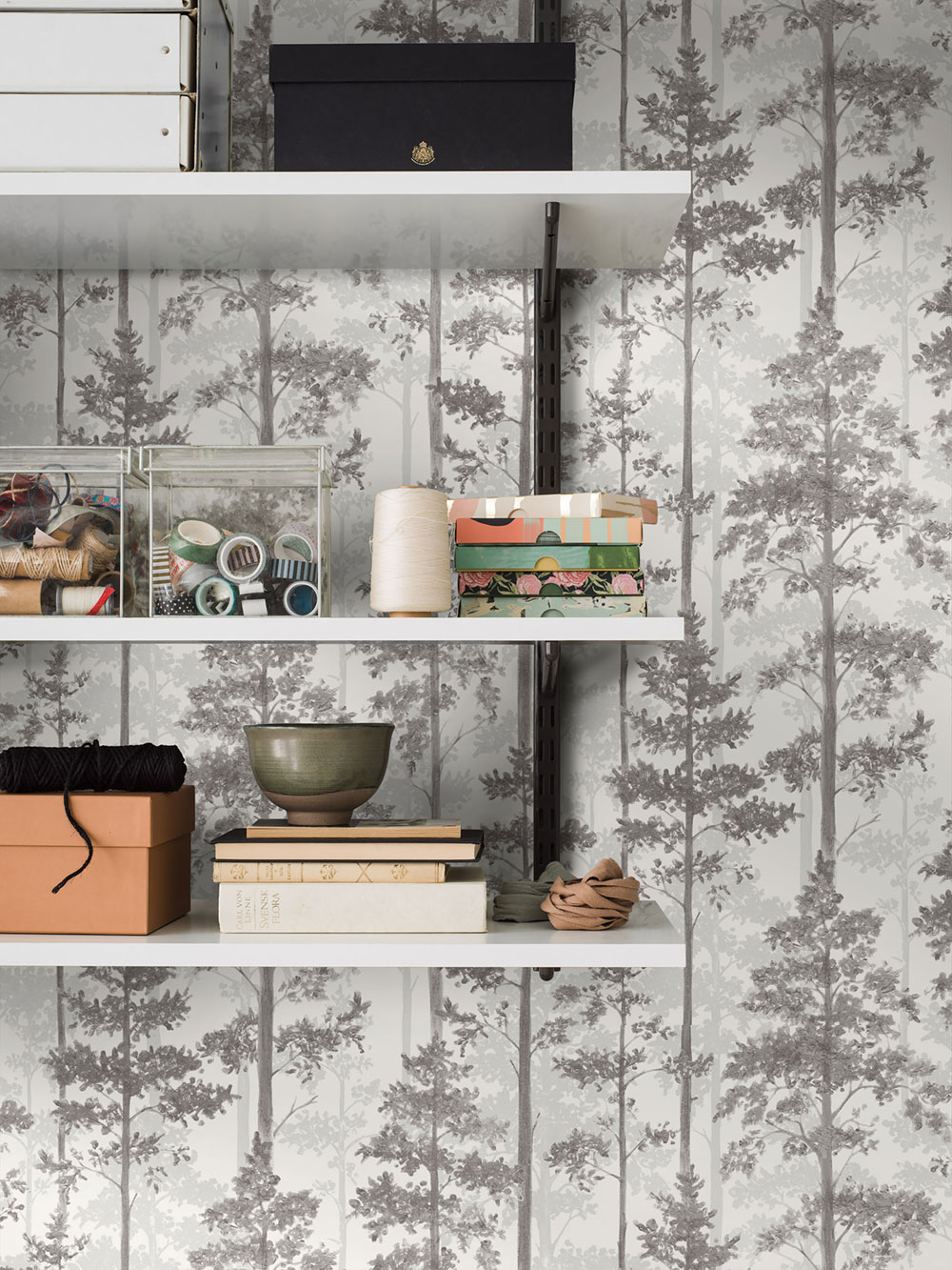 Vliesová tapeta na zeď, černo-bílá, stromy, les, 38765, Borosan Hem, Borastapeter