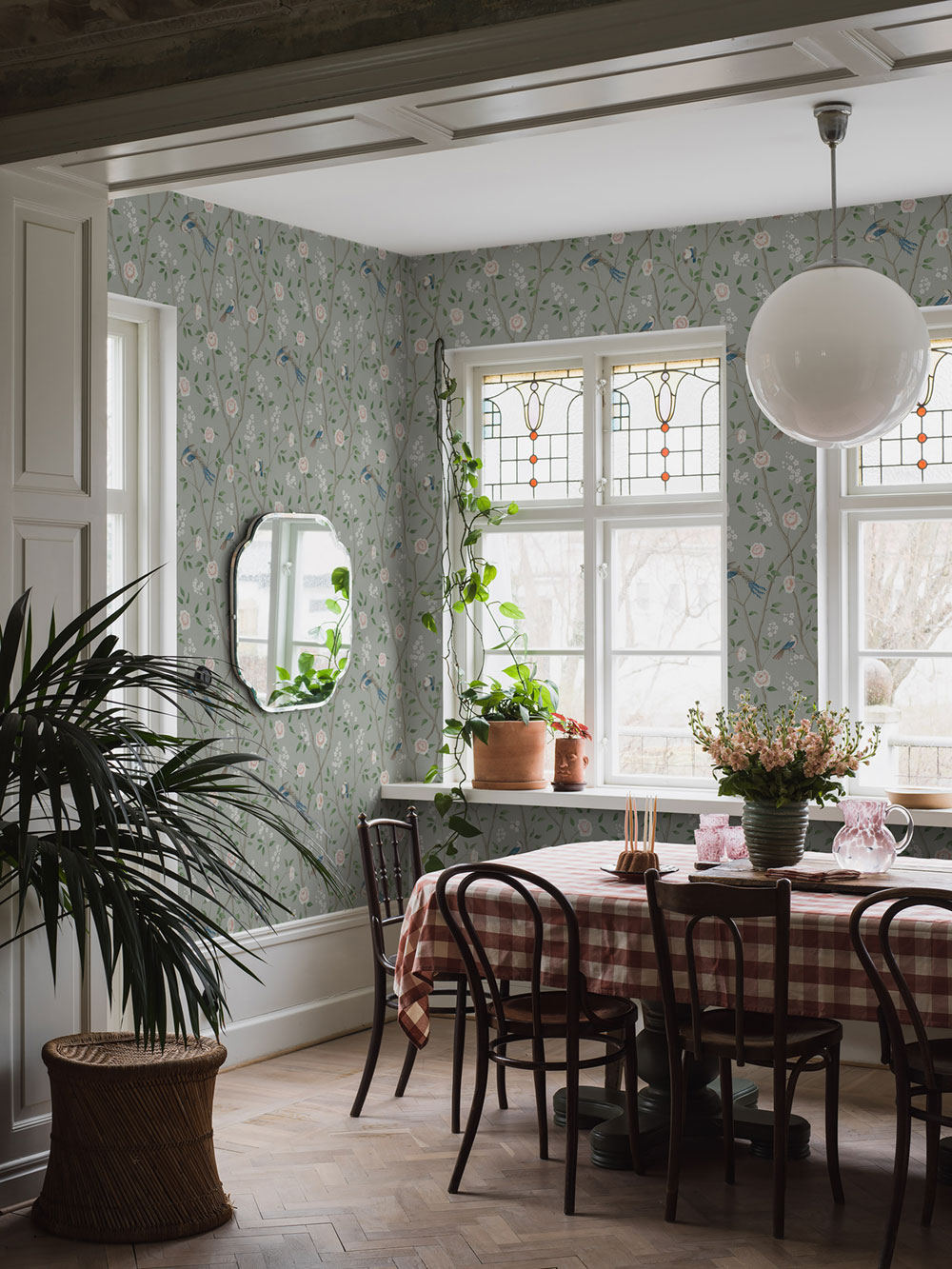 Vliesová tapeta na zeď, zelená, větvičky, ptáci, 1903, Icons, Borastapeter