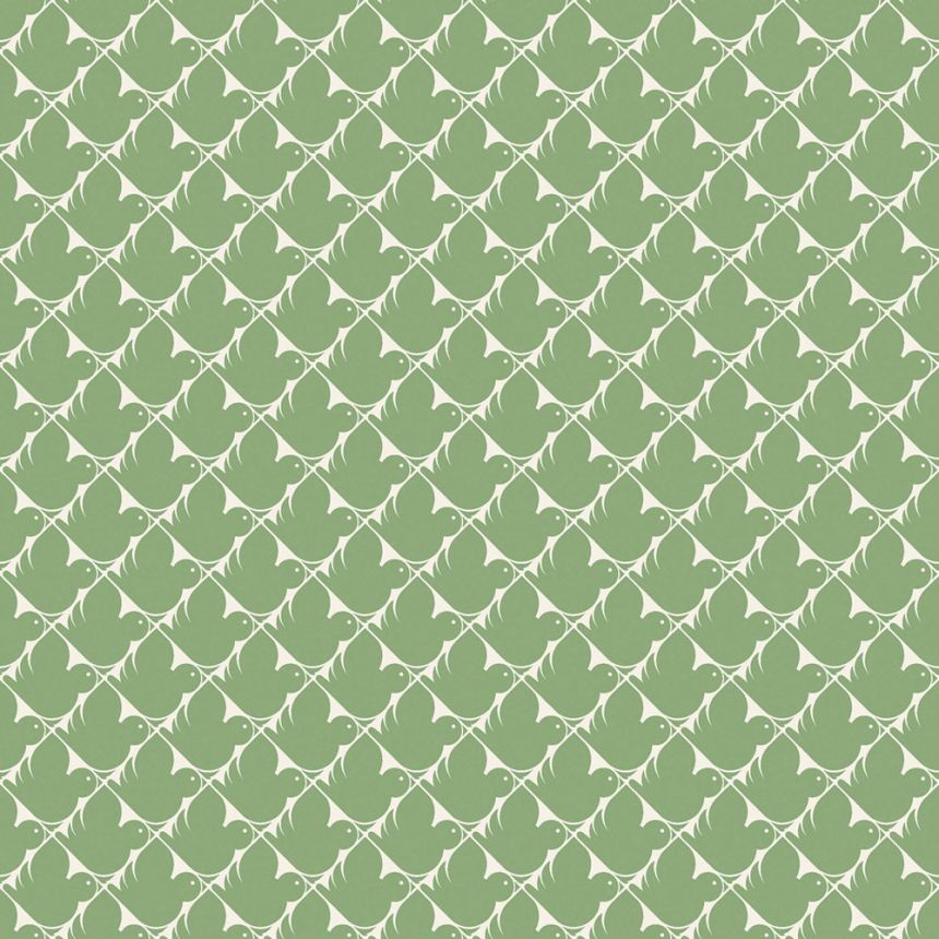 Vliesová tapeta na zeď, zelená, ptáčci, 4845, New Heritage, Borastapeter