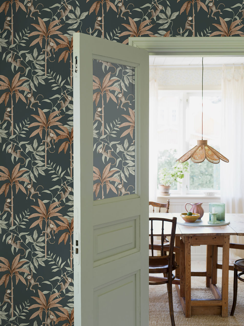 Vliesová tapeta na zeď, modrá, džungle, opice, 6937, Newbie Wallpaper, Borastapeter