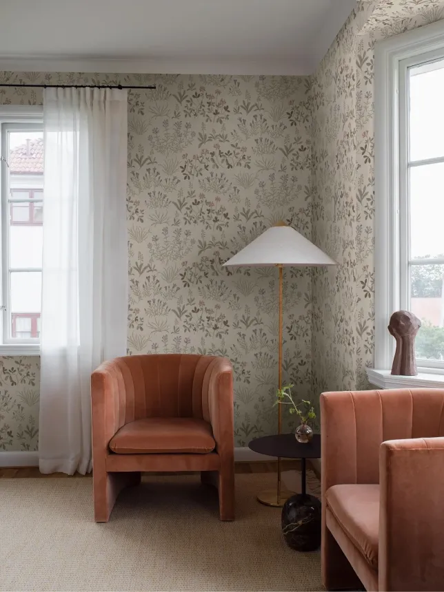 Vliesová tapeta na zeď, šedo-béžová, květiny, 5804, Nordic Folk, Borastapeter