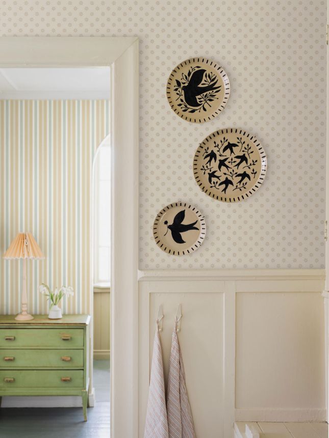 Vliesová tapeta na zeď, bílo-béžová, květiny, 5807, Nordic Folk, Borastapeter