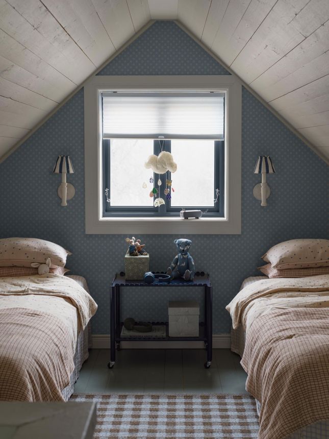 Vliesová tapeta na zeď, modrá, květiny, 5808, Nordic Folk, Borastapeter