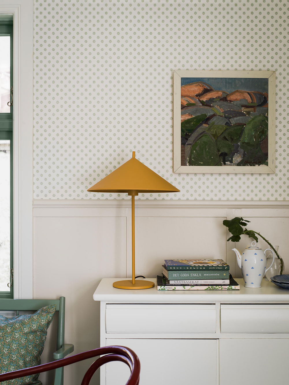 Vliesová tapeta na zeď, bílo-zelená, květiny, 5809, Nordic Folk, Borastapeter