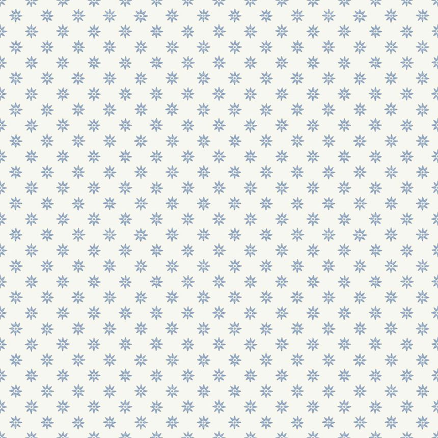 Vliesová tapeta na zeď, bílo-modrá, květiny, 5810, Nordic Folk, Borastapeter