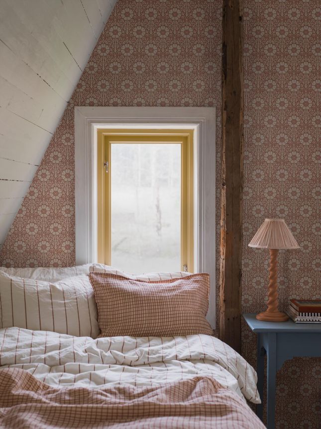 Vliesová tapeta na zeď, hnědo-červená, květiny, 5812, Nordic Folk, Borastapeter