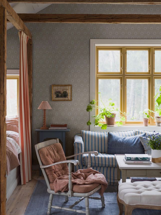 Vliesová tapeta na zeď, béžová, květiny, 5814, Nordic Folk, Borastapeter