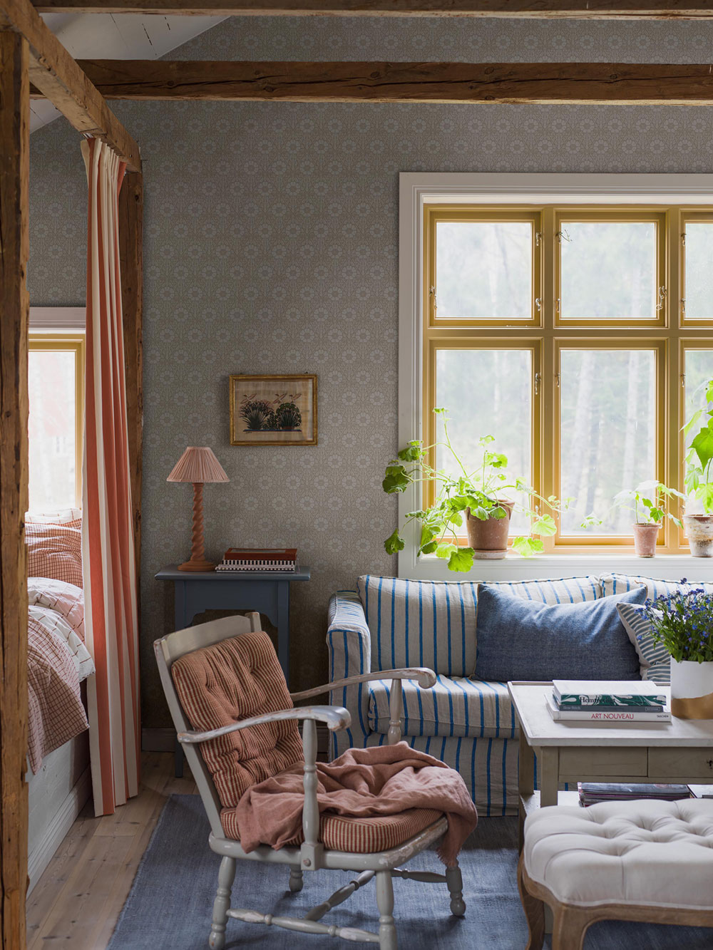 Vliesová tapeta na zeď, béžová, květiny, 5814, Nordic Folk, Borastapeter