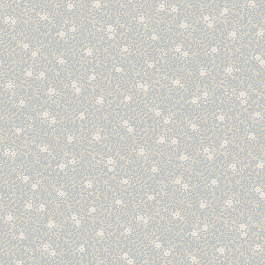 Vliesová tapeta na zeď, modrá, květiny, listy, 5714, Orangeri,  Borastapeter