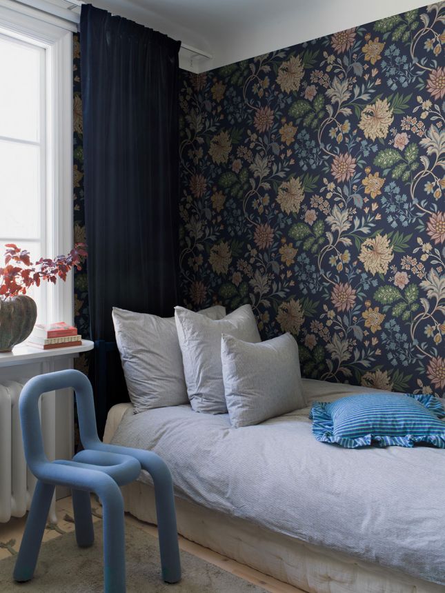 Vliesová tapeta na zeď, modrá, květiny, 2008, Icons, Borastapeter