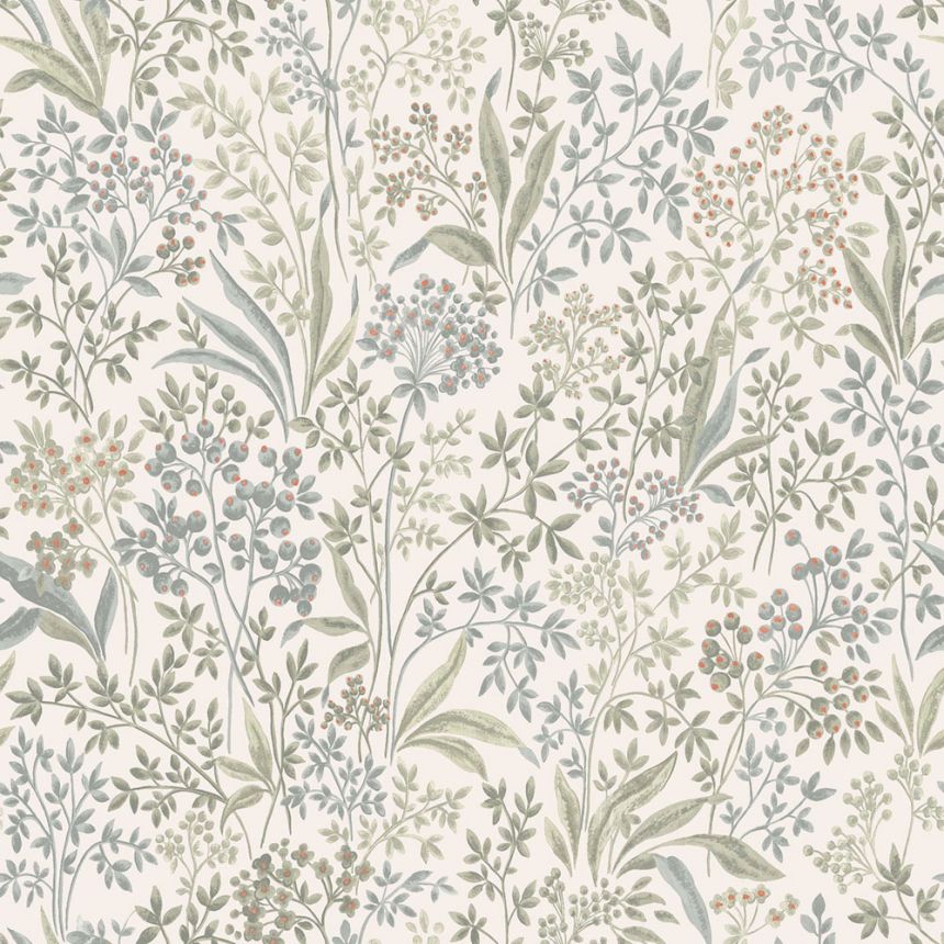 Vliesová tapeta na zeď, bílo-zelená, květiny, listy, 2026, Icons, Borastapeter