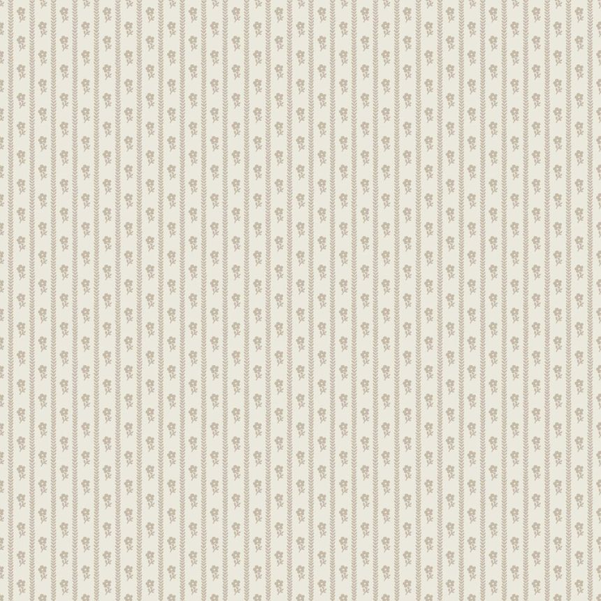 Vliesová tapeta na zeď, šedo-béžová, květiny, proužky, 6955, Osterlen, Borastapeter
