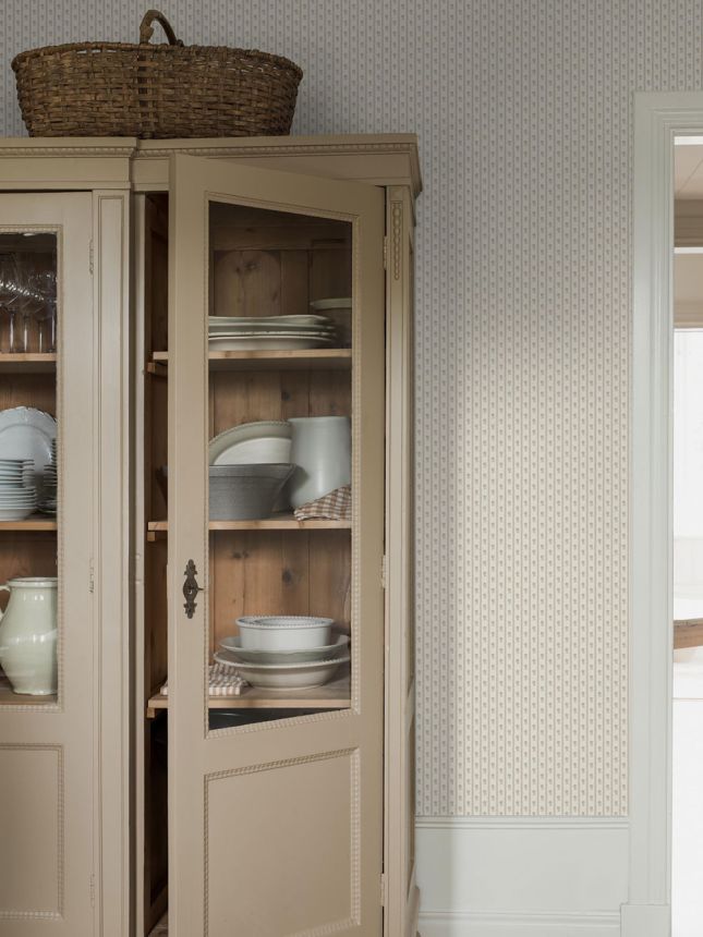 Vliesová tapeta na zeď, šedo-béžová, květiny, proužky, 6955, Osterlen, Borastapeter