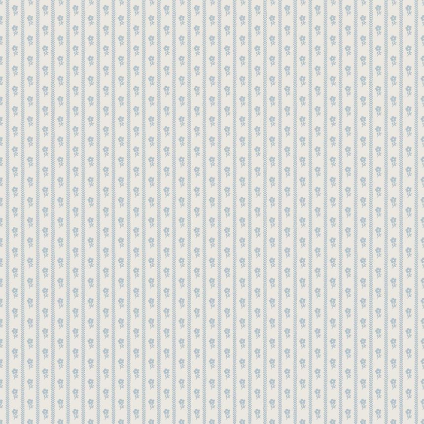 Vliesová tapeta na zeď, modrá, květiny, proužky, 6956, Osterlen, Borastapeter