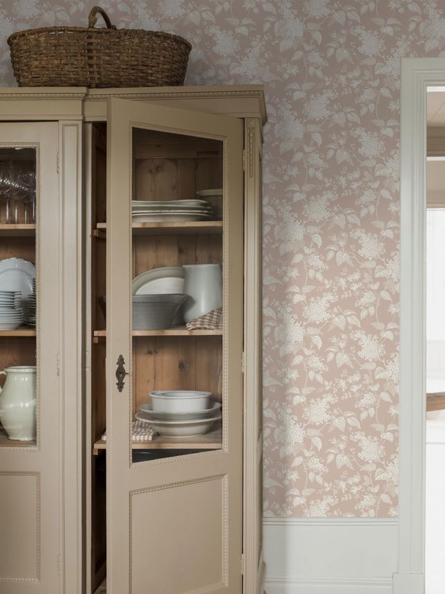 Vliesová tapeta na zeď, růžová, větvičky, květiny, 6965, Osterlen, Borastapeter