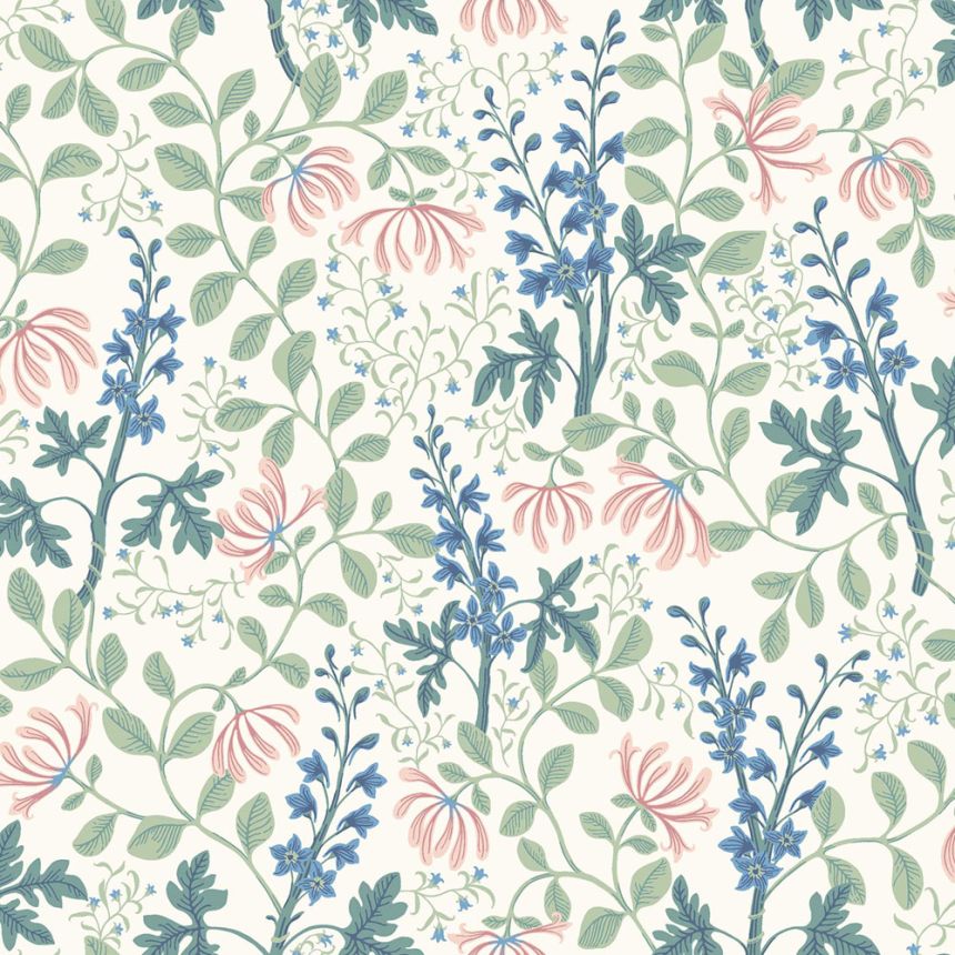 Vliesová tapeta na zeď, bílá, květiny, listy, 6984, Osterlen, Borastapeter