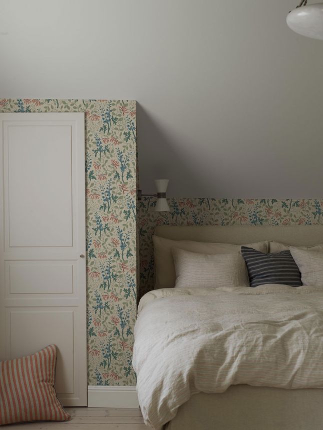 Vliesová tapeta na zeď, béžová, květiny, listy, 6985, Osterlen, Borastapeter